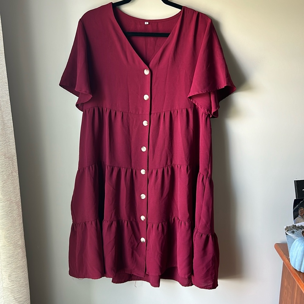 Tiered button down dress